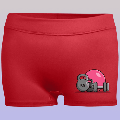 Women's Red Workout Fitted Moisture-Wicking Shorts