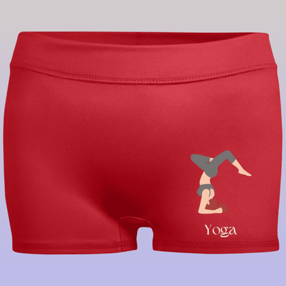 Women's Red Yoga Pose Moisture-Wicking Shorts