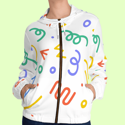 Women’s White Doodle Full-Zip Hoodie