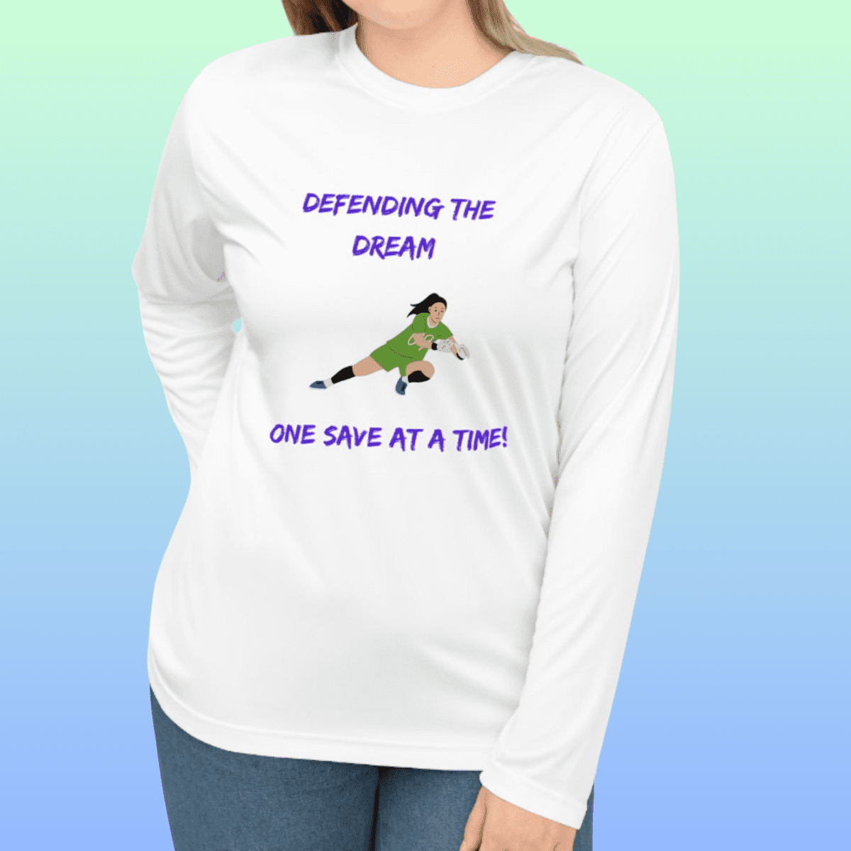 Women's White Goalkeeper Theme Performance Long Sleeve Shirt