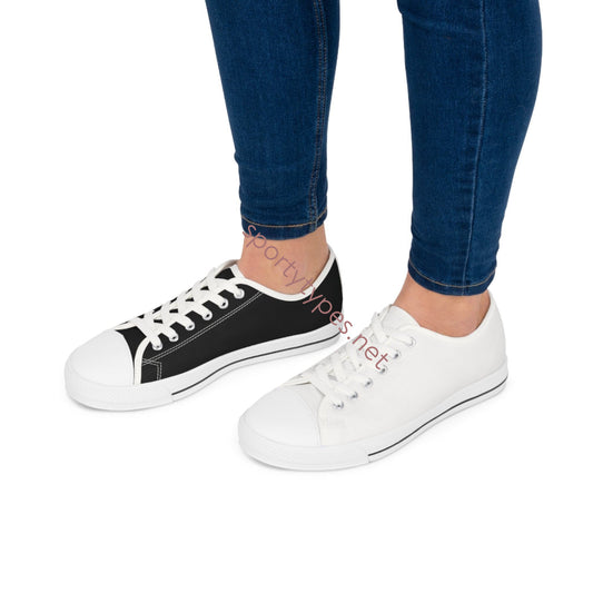 Women's Black & White Mismatched Canvas Low Top Sneakers