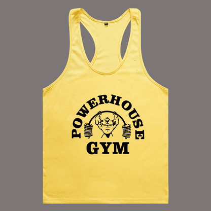 Men's Yellow POWERHOUSE Gym Print Tank Top