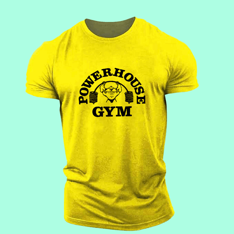 Men's Yellow POWERHOUSE Gym Print T-Shirt