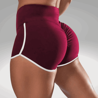 Women's Wine Red Stretch Scrunch Shorts