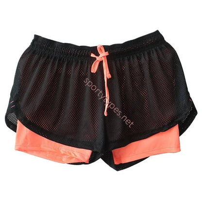 Orange Black Women's 2-in-1 Mesh Running Shorts
