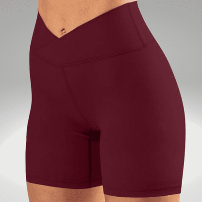 Women's Wine Red V-Front Fitness Shorts