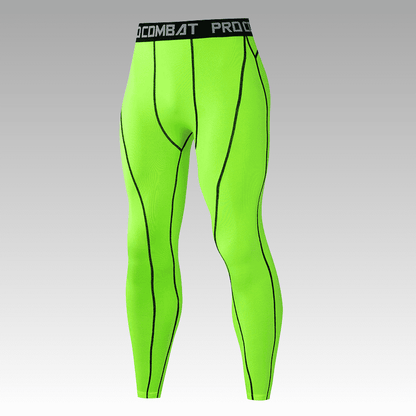 Men's Fluorescent Green Quick Dry Compression Leggings