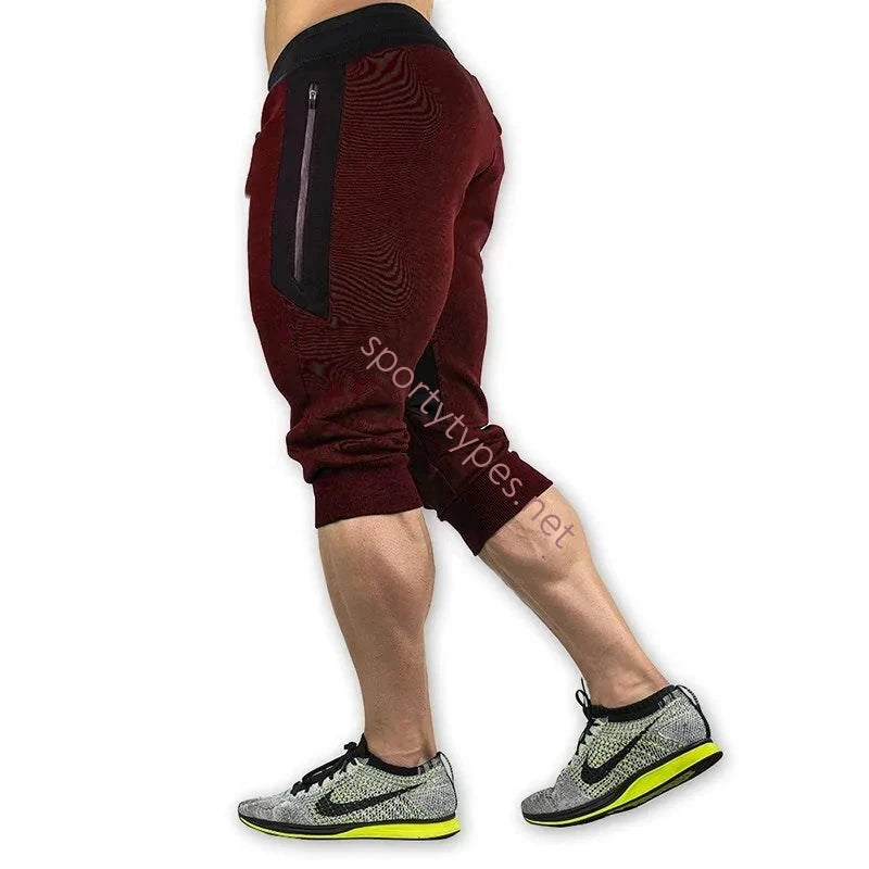 Burgundy Men's Cropped Joggers