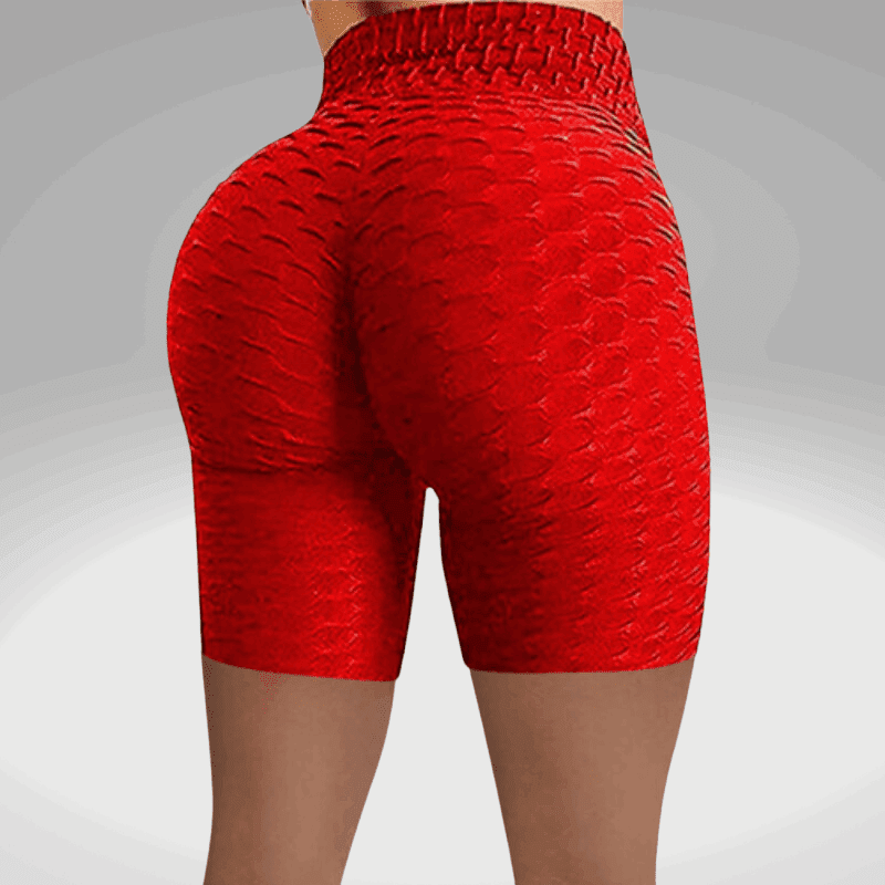 Red High Waist Jacquard Bubble Shorts