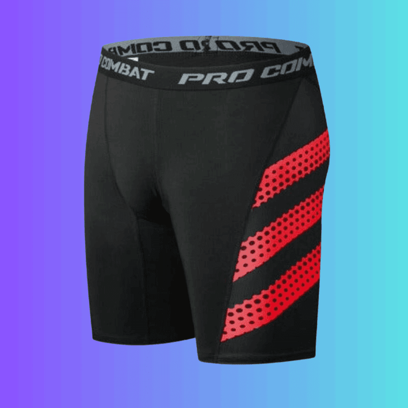 Men's Red Striped Compression Shorts