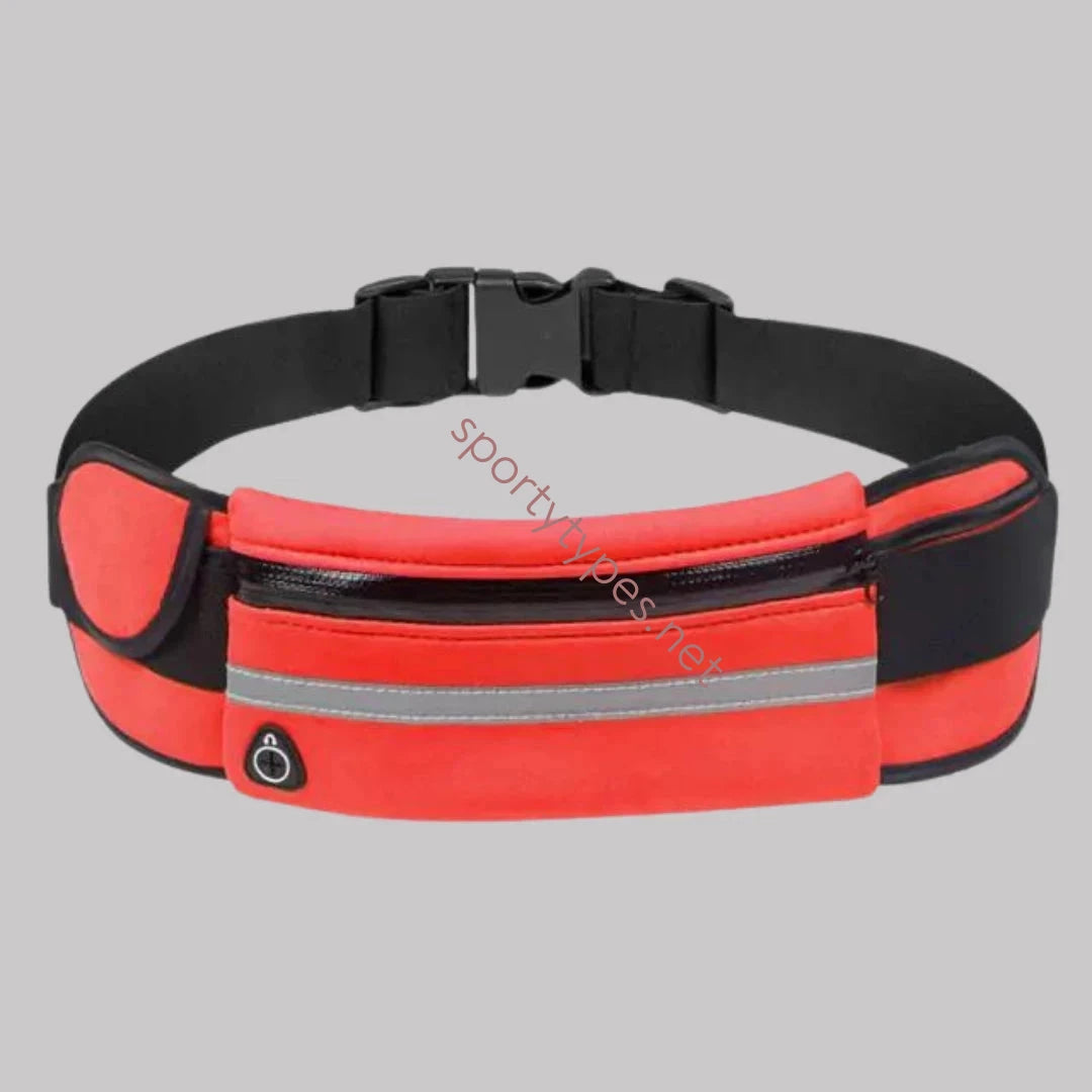 Red Waterproof Sporty Waist Belt Bag