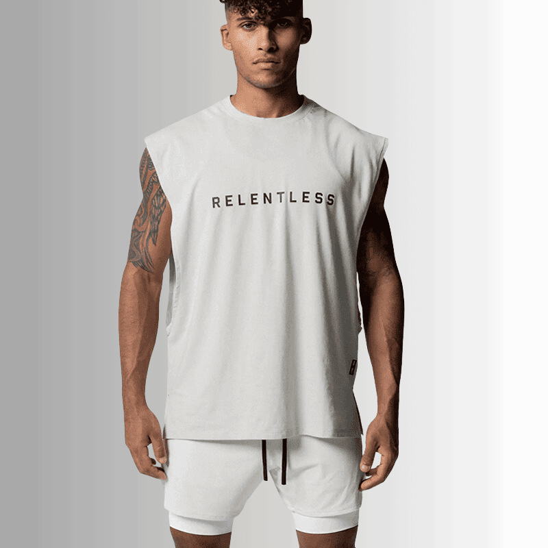 Men's White Relentless Print Vest
